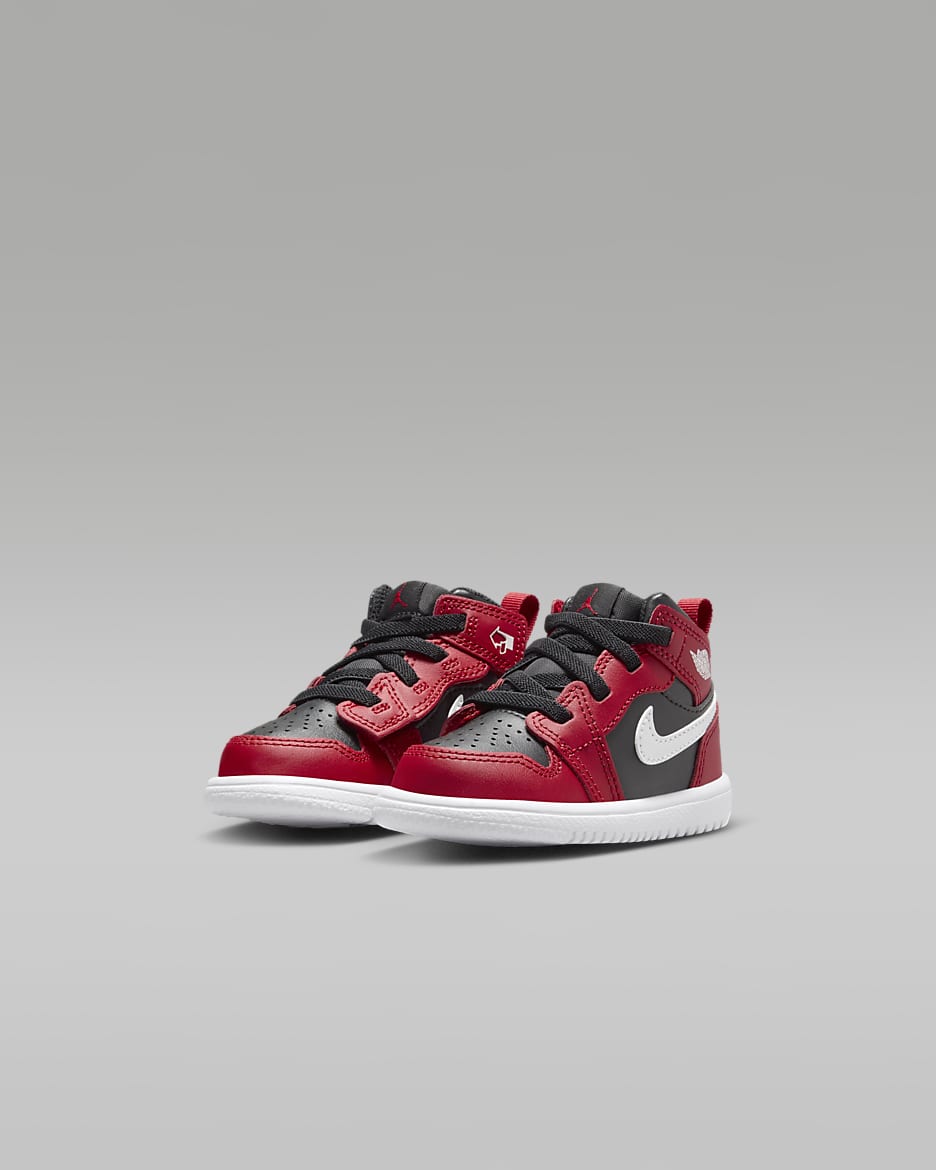 Chaussure Jordan 1 Mid Alt pour bébé et tout-petit - Noir/Gym Red/Blanc