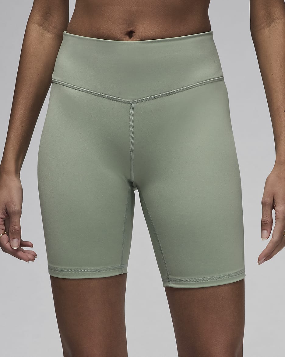 Jordan Sport sykkelshorts (18 cm) med høyt liv til dame - Jade Smoke/Hvit