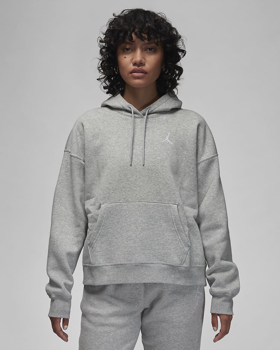 Jordan Brooklyn Fleece Women's Hoodie - Dark Grey Heather/White