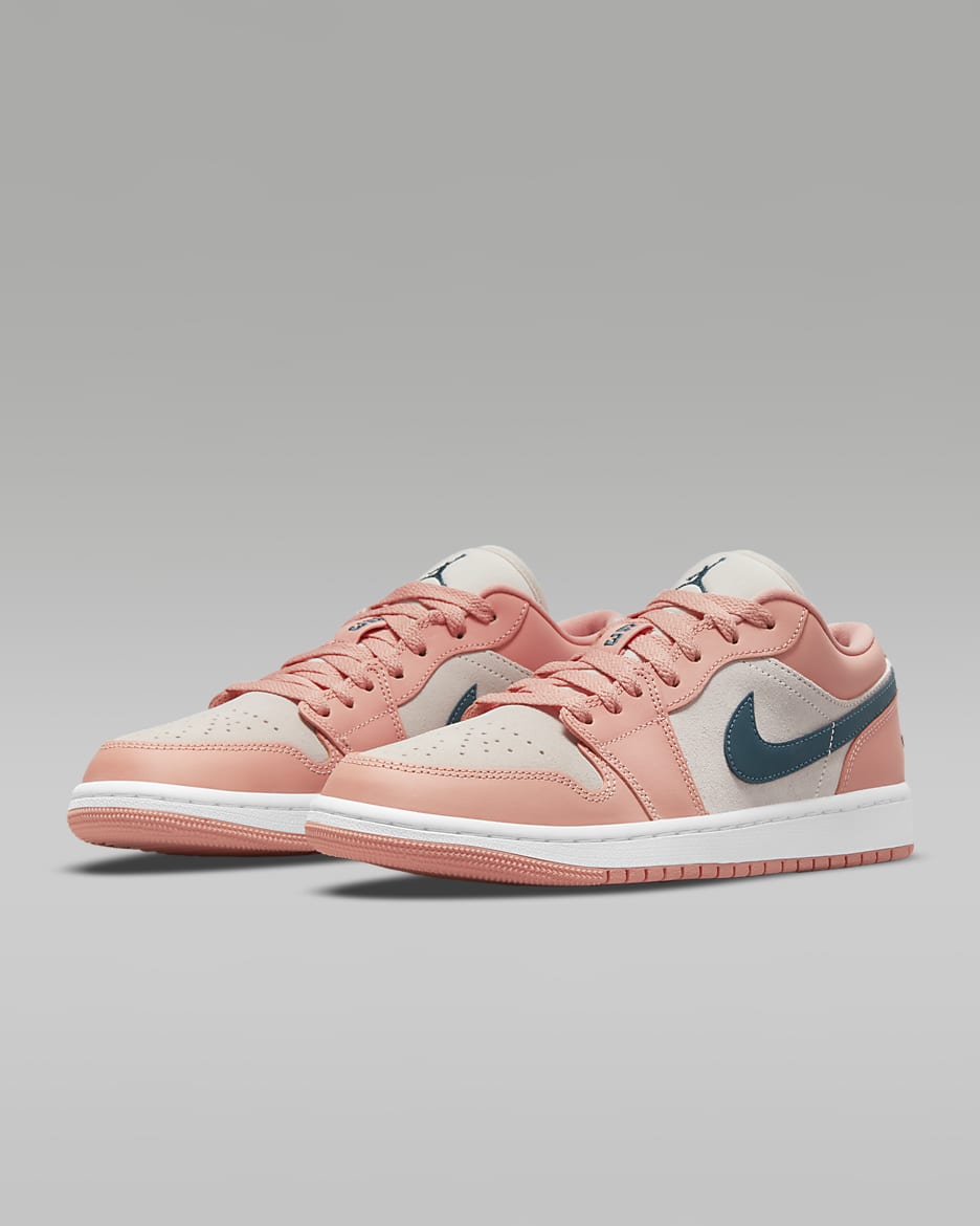 Air Jordan 1 Low Women's Shoes - Light Madder Root/Light Orewood Brown/Dark Teal Green