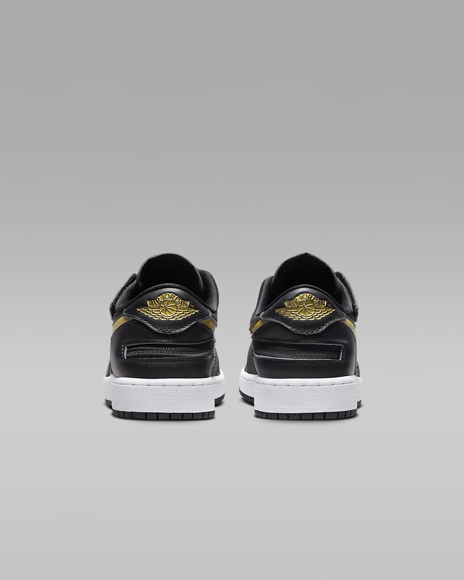 Air Jordan 1 Low FlyEase Older Kids' Shoes - Black/White/Metallic Gold