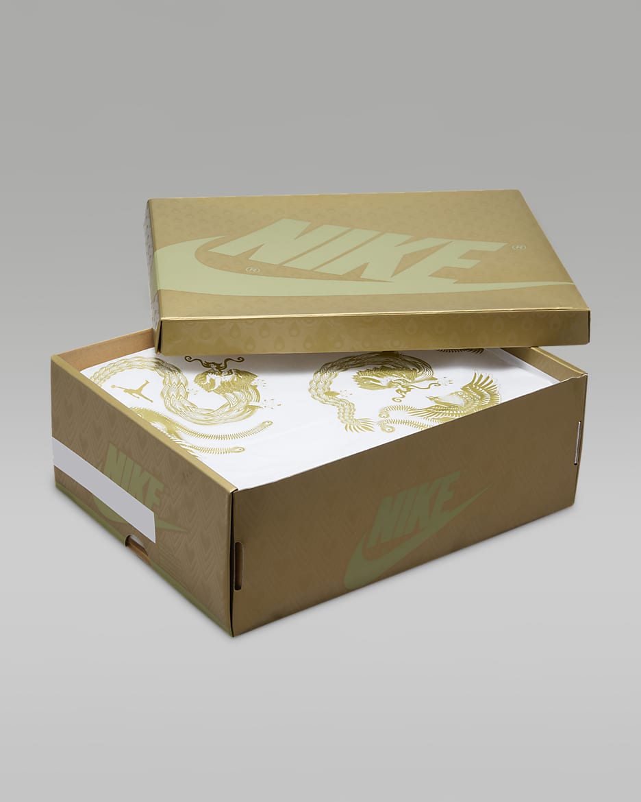 Air Jordan 1 Retro Low OG Chinese New Year Older Kids' Shoes - Sail/Metallic Gold Grain/Cedar/Oil Green