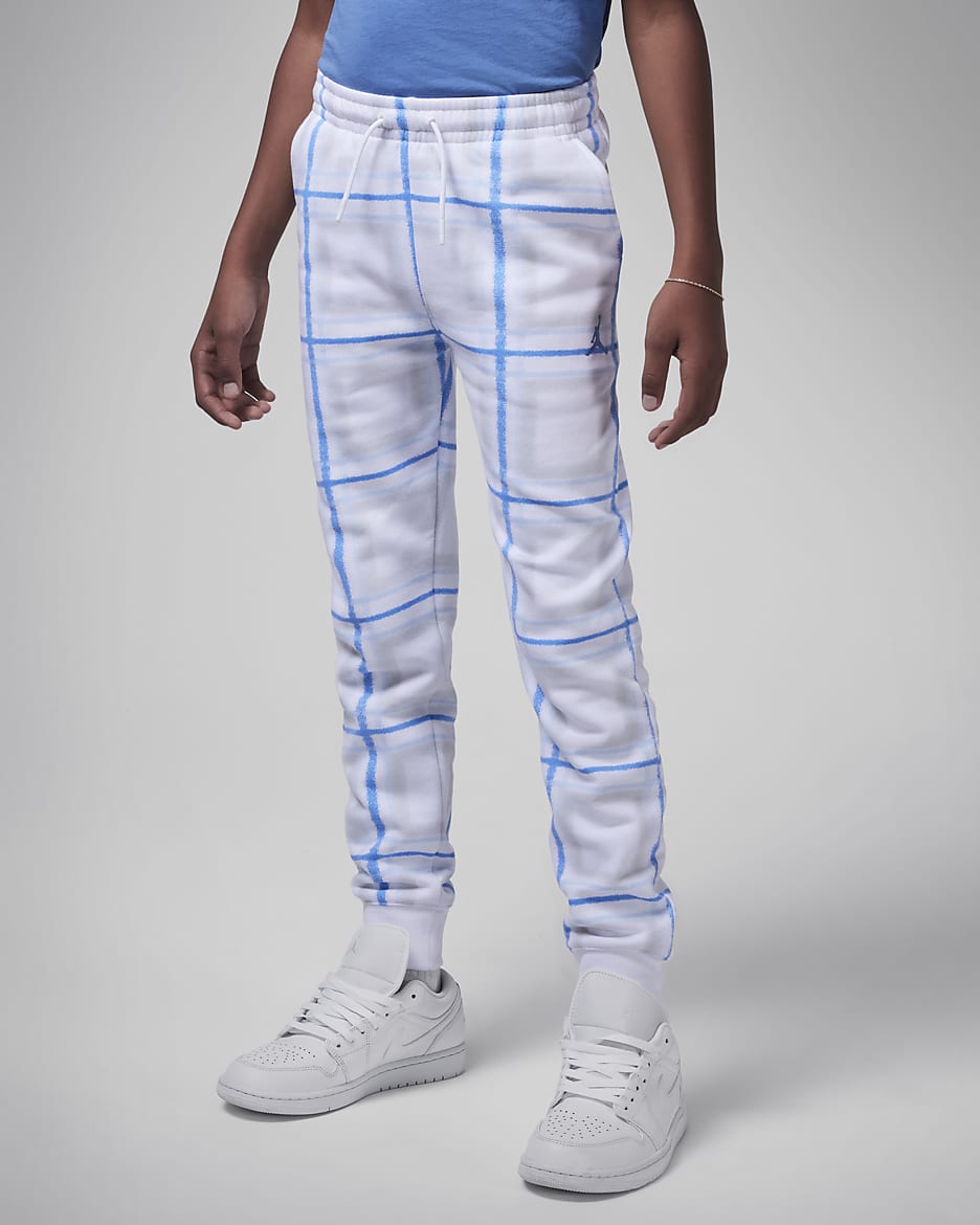 Pants de tejido Fleece para días festivos para niños talla grande Jordan Brooklyn Essentials - Blanco