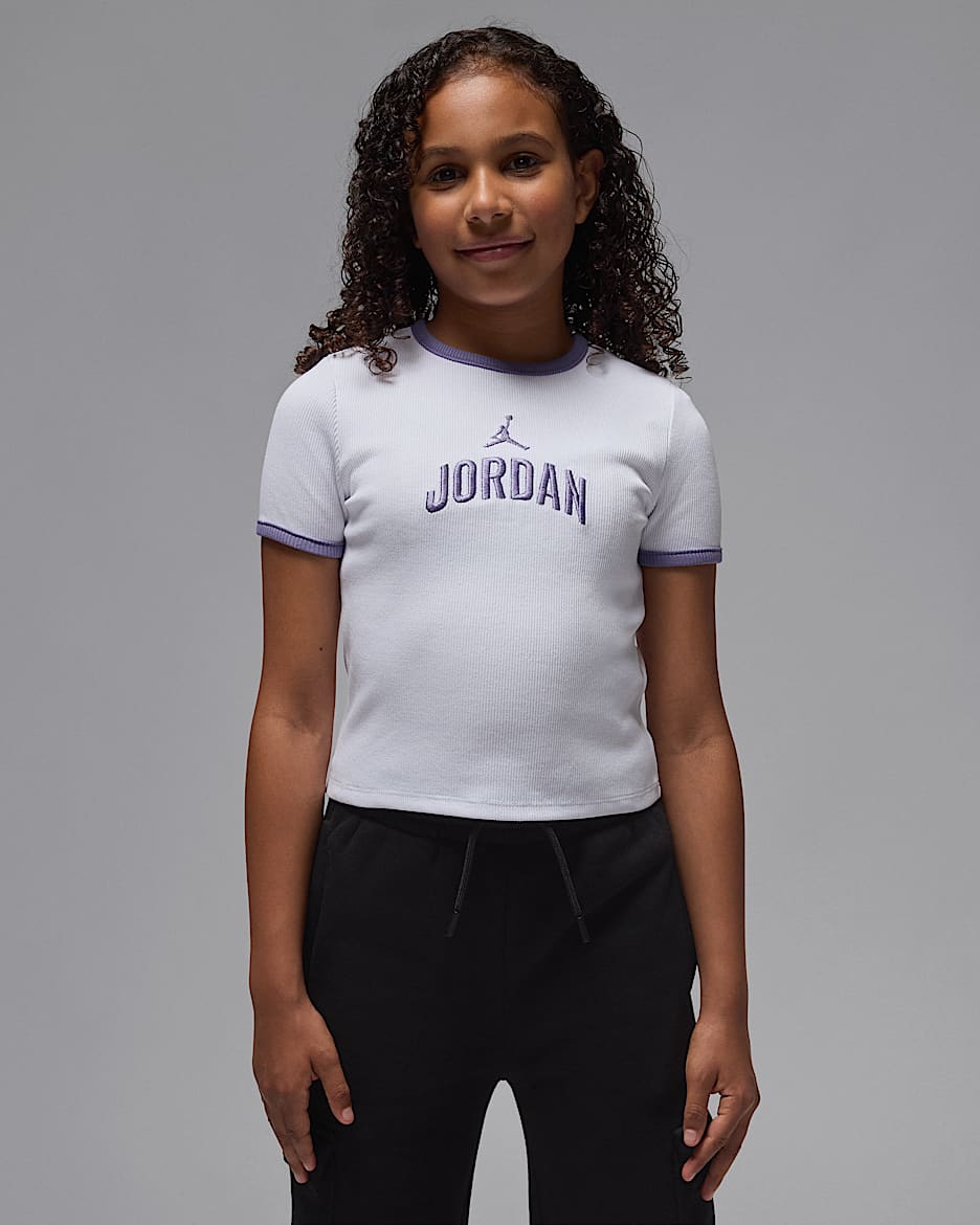 Jordan Older Kids' Semi-Cropped Ribbed T-Shirt - White