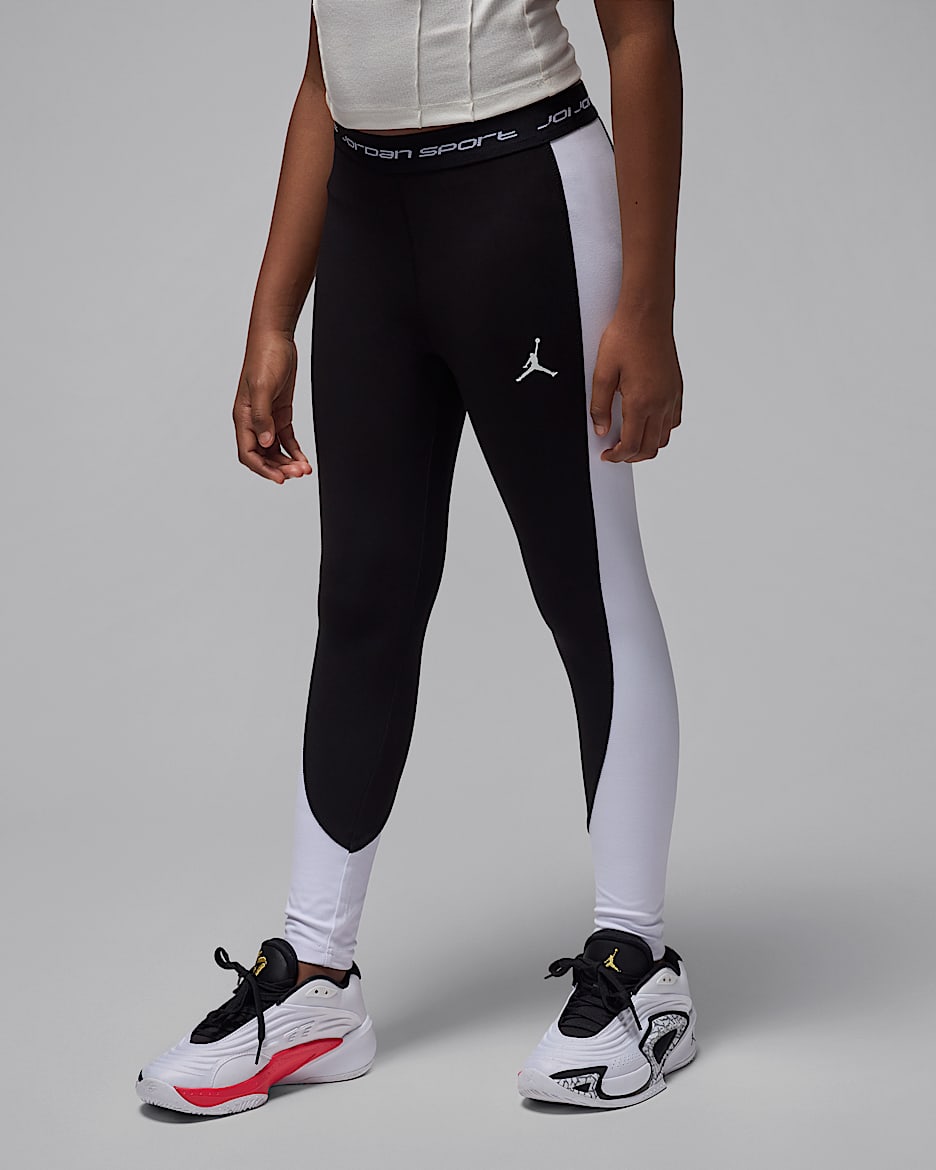 Jordan Dri-FIT Sport Big Kids' Leggings - Black/White