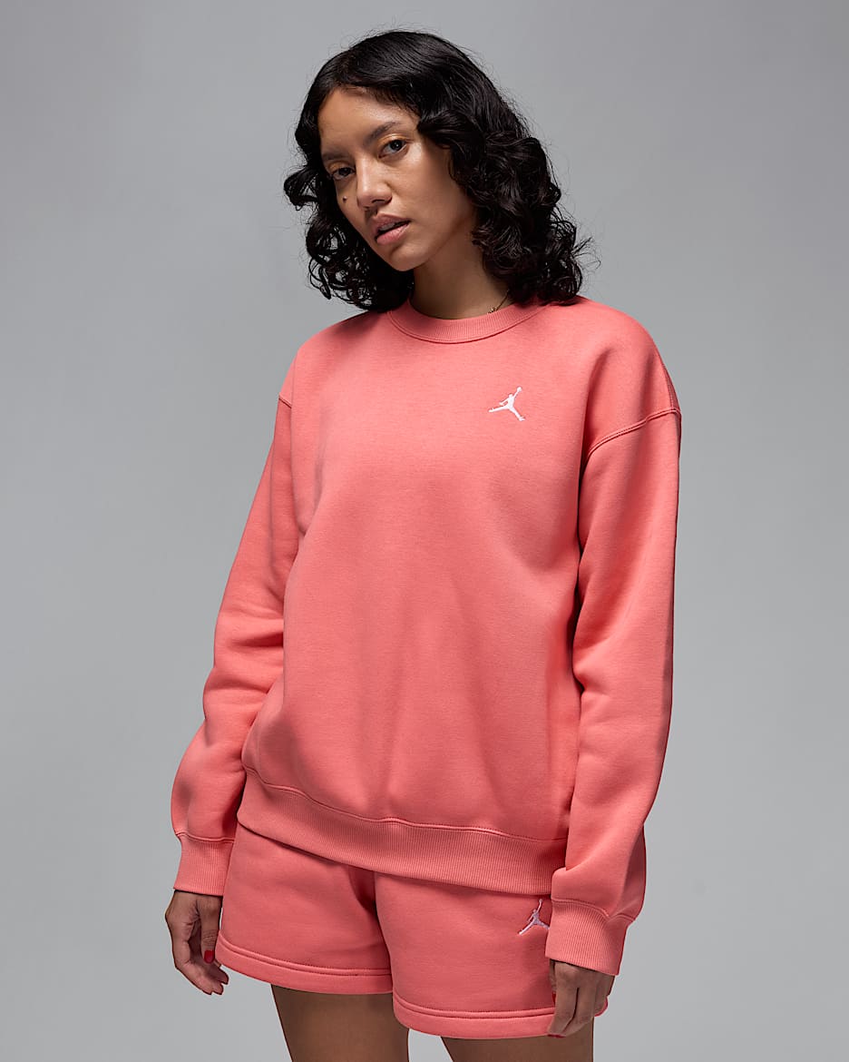 Jordan Brooklyn Fleece Sudadera de cuello redondo - Mujer - Pink Salt/Blanco