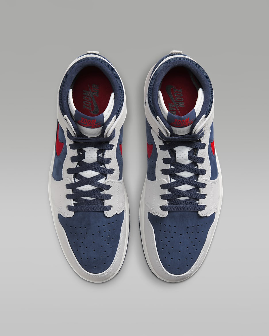 Sapatilhas Air Jordan 1 Zoom CMFT 2 para homem - Midnight Navy/Cinzento Neutral/Branco Summit/Vermelho Varsity