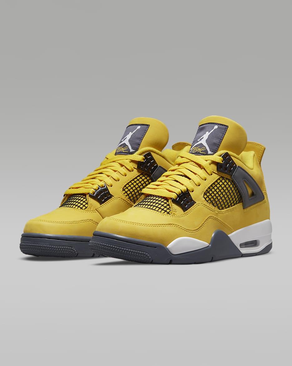 Air Jordan 4 Retro Men's Shoes - Tour Yellow/White/Dark Blue Grey