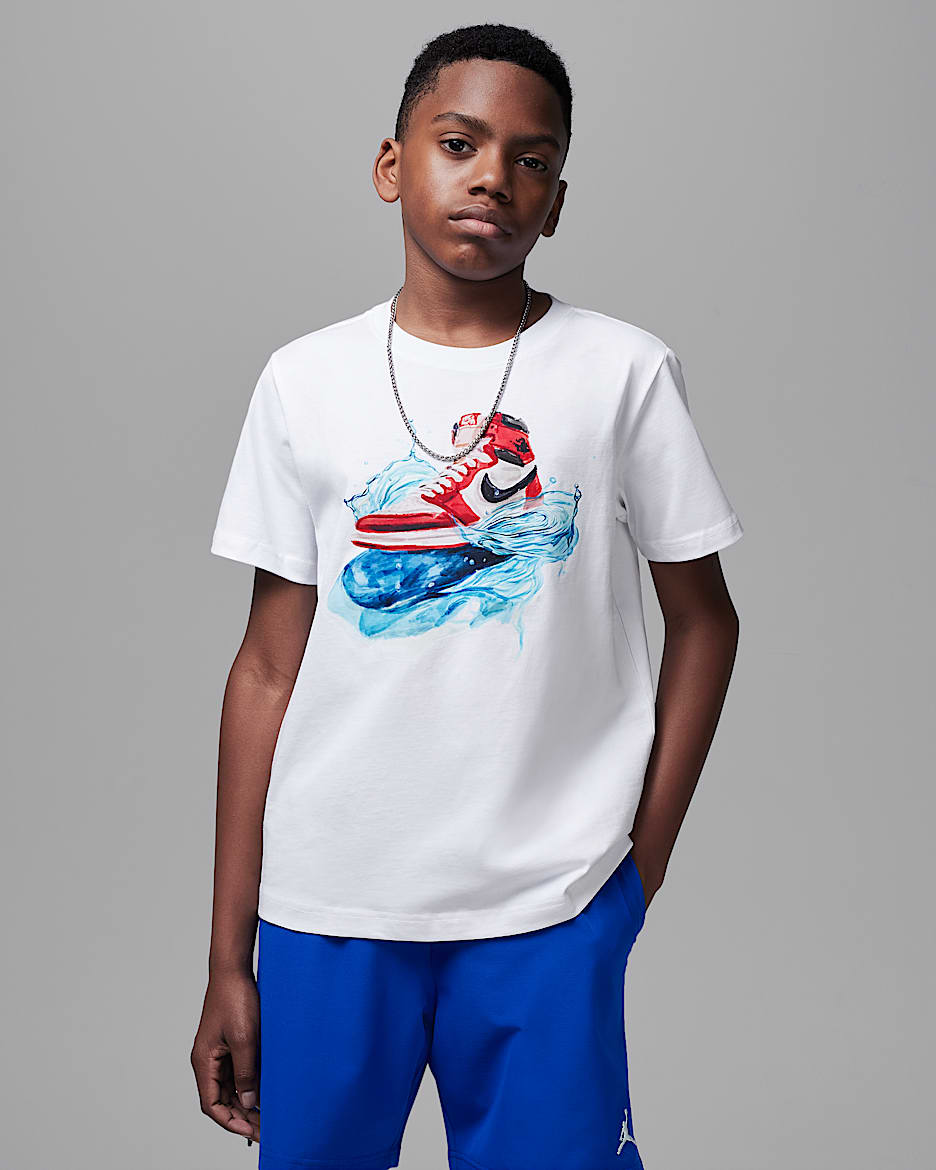 Playera Aj1 Wave para niños talla grande Jordan - Blanco