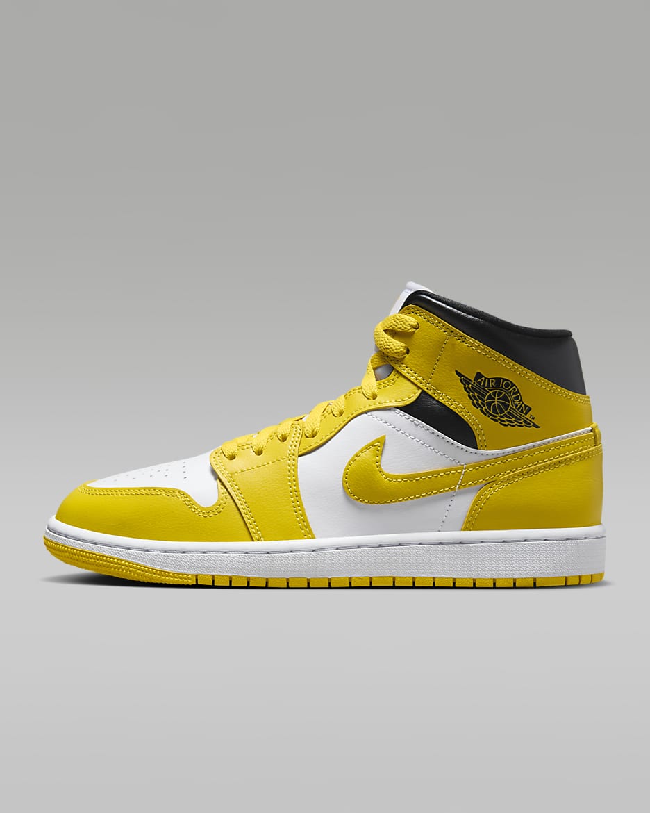 Sapatilhas Air Jordan 1 Mid para mulher - Branco/Preto/Vivid Sulfur