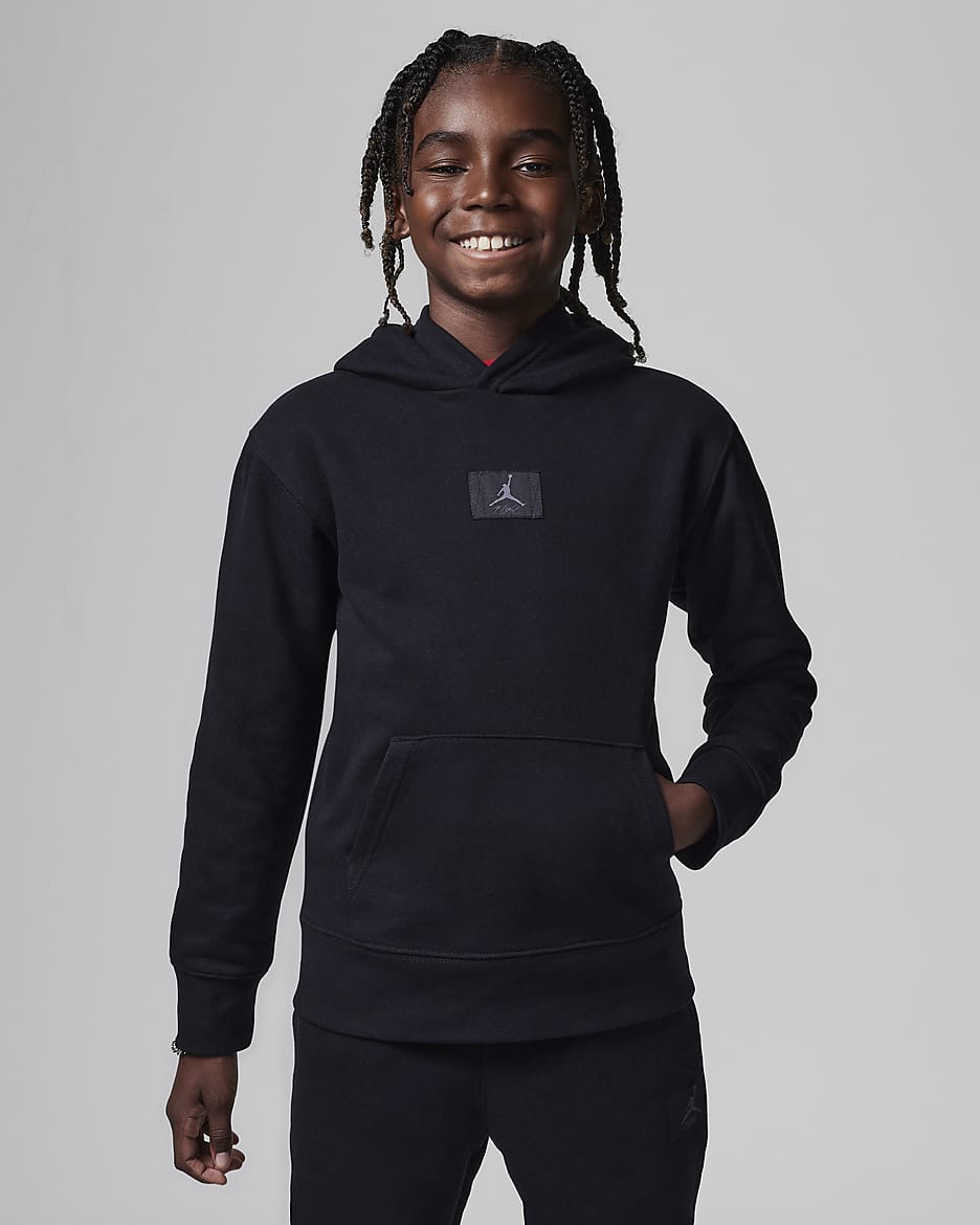 Jordan MJ Flight Big Kids' Fleece Pullover Hoodie - Black