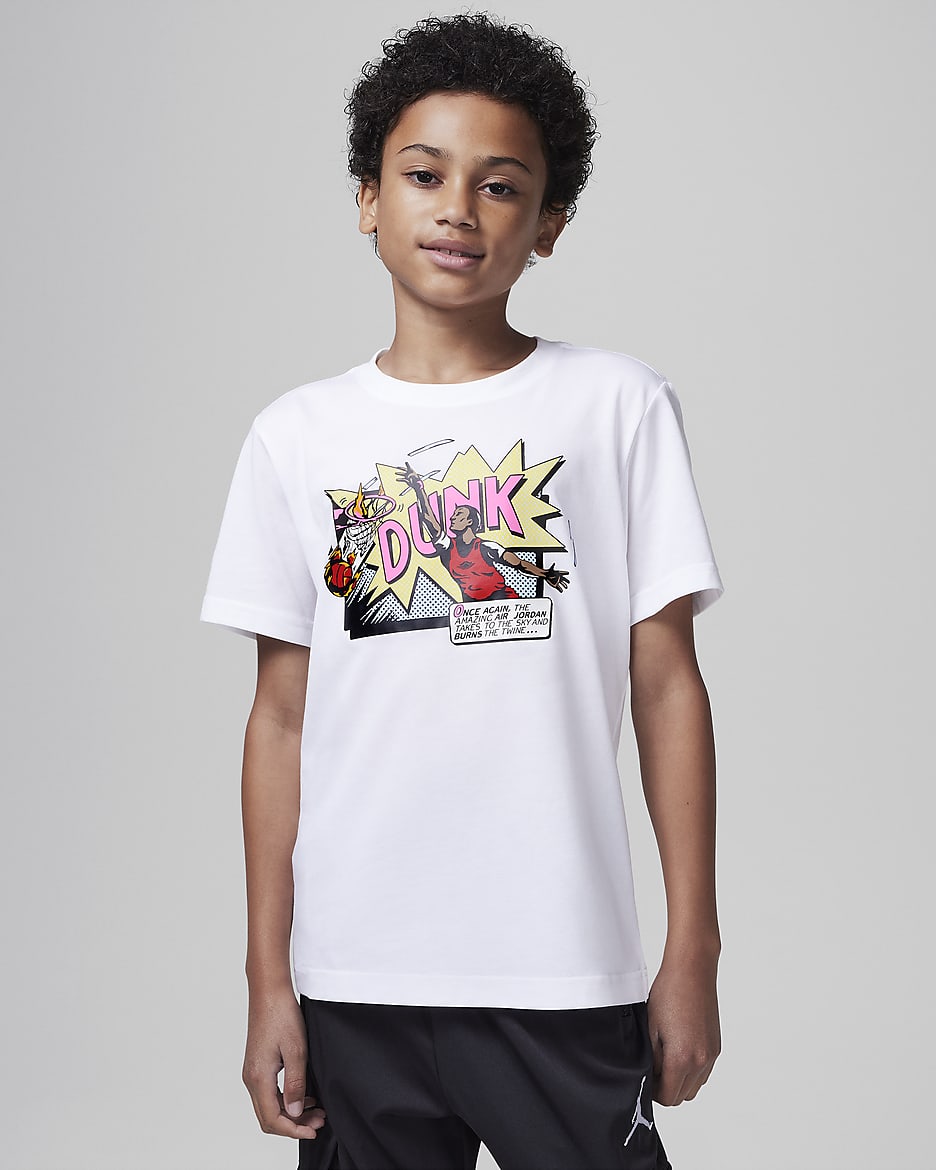 Air Jordan Big Kids' Dunk Comics T-Shirt - White