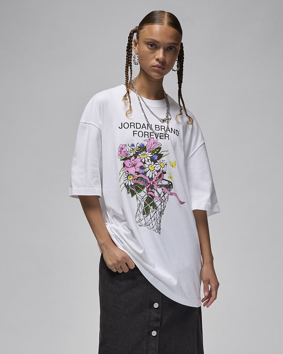 T-shirt oversize con grafica Jordan – Donna - Bianco