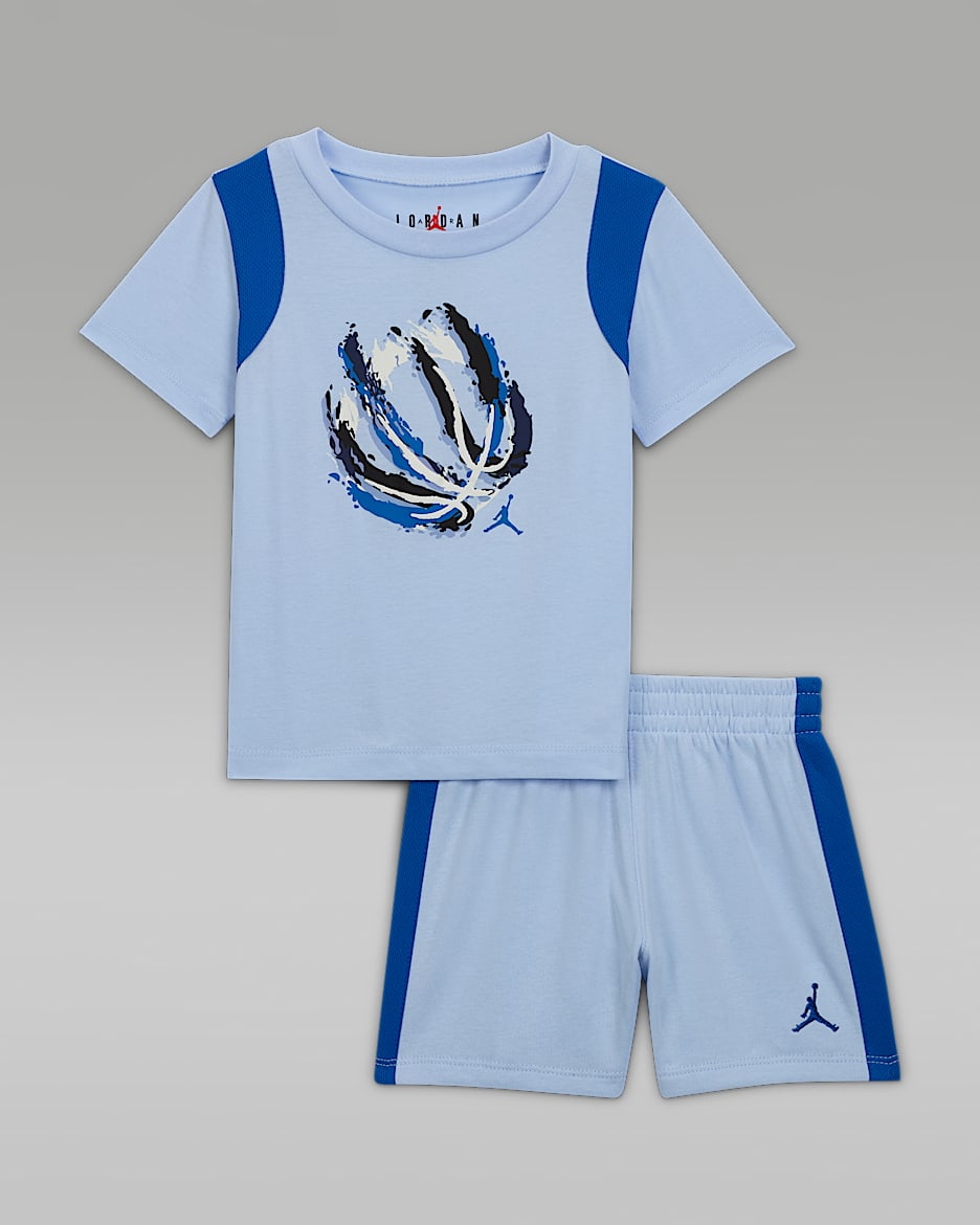 Jordan Baby Bball Fire Mixed 2-Piece Shorts Set - Hydrogen Blue