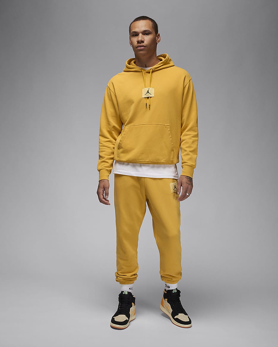 Jordan Flight Fleece Men's Washed Pullover Hoodie - Yellow Ochre