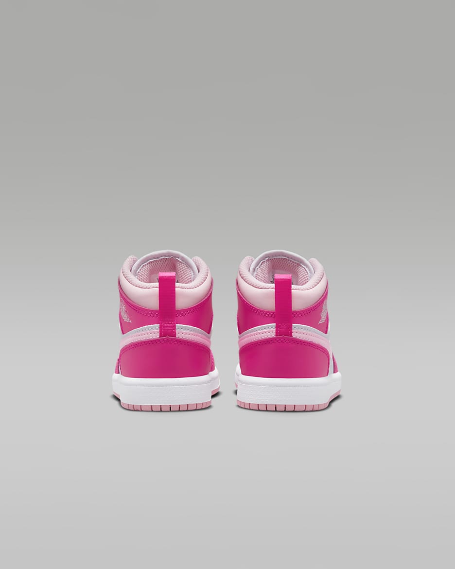 Chaussure Jordan 1 Mid pour enfant - Blanc/Fierce Pink/Medium Soft Pink