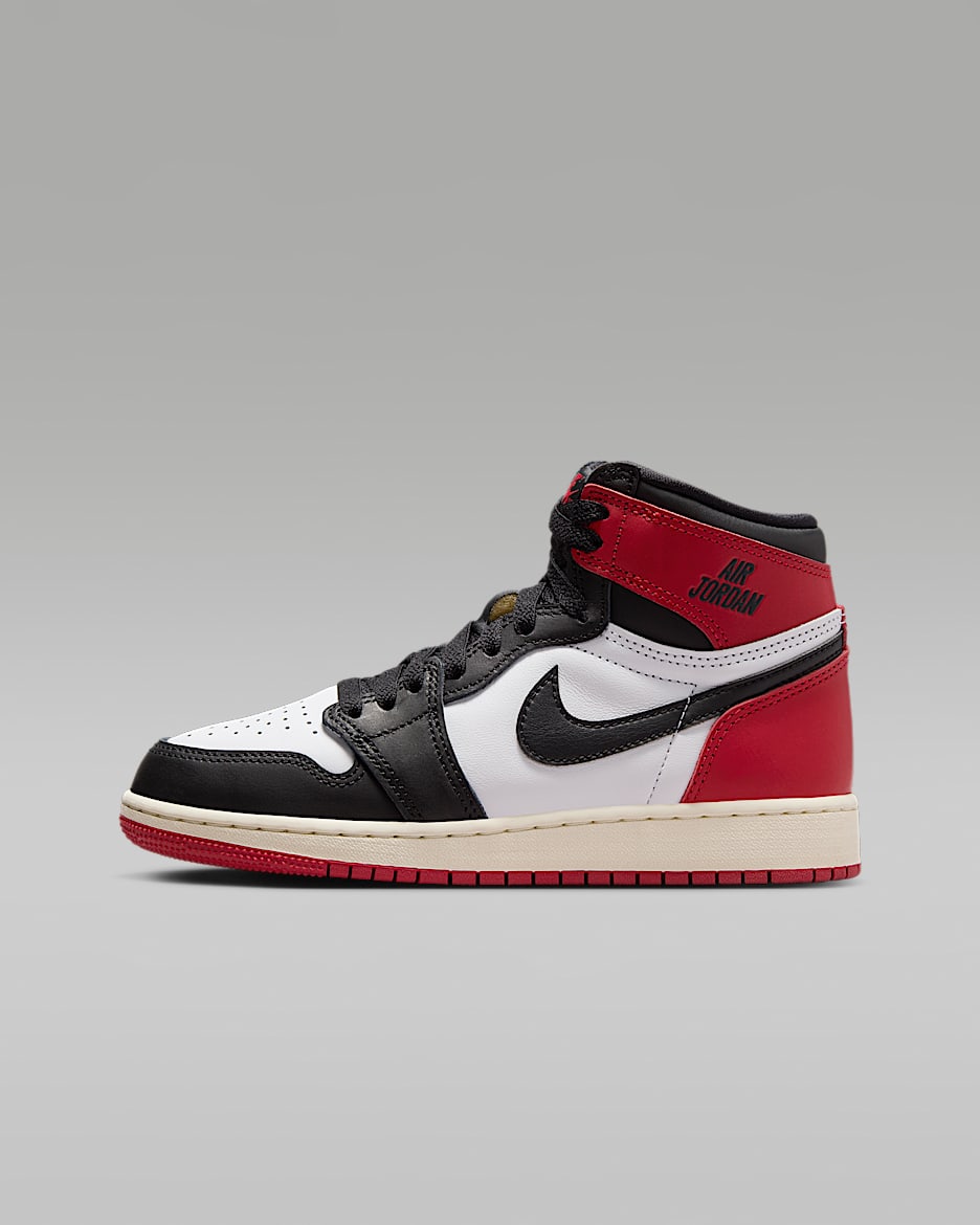 Air Jordan 1 High OG "Black Toe" Big Kids' Shoes - White/Varsity Red/Sail/Black