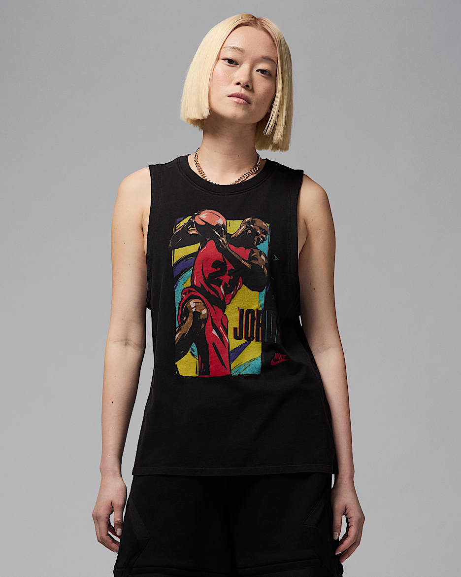 Playera sin mangas con gráficos para mujer Jordan - Negro