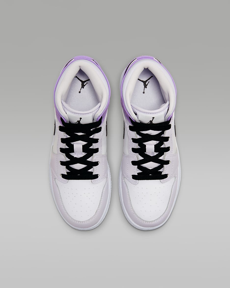 Air Jordan 1 Mid Older Kids' Shoes - Barely Grape/White/Rush Fuchsia/Black