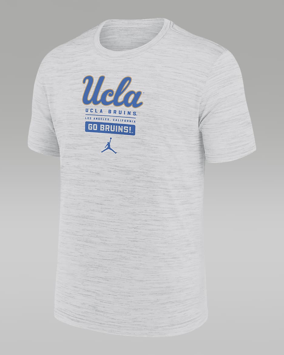 UCLA Bruins Campus Center Block Velocity Men's Nike Dri-FIT College T-Shirt - White