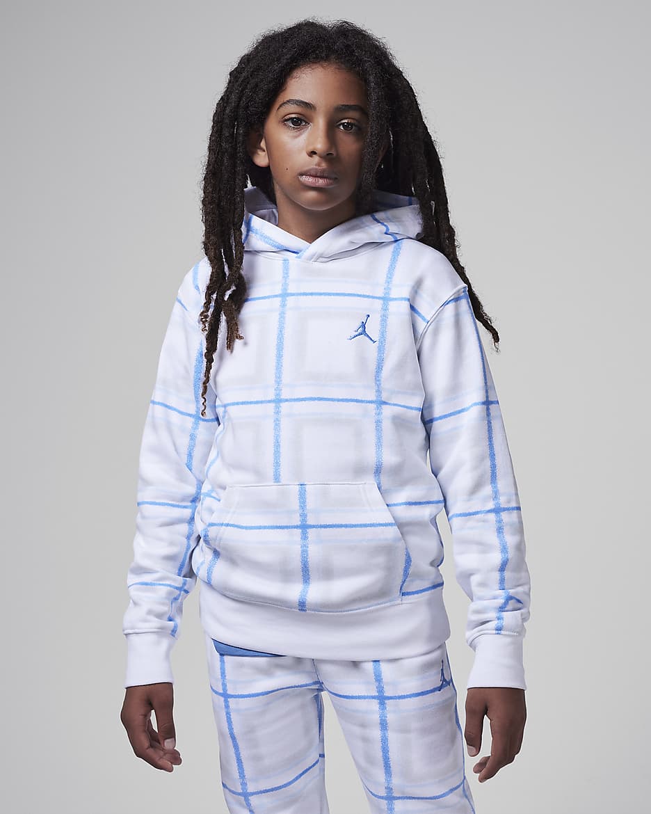 Sudadera con gorro sin cierre de tejido Fleece para días festivos para niños talla grande Jordan Brooklyn Essentials - Blanco