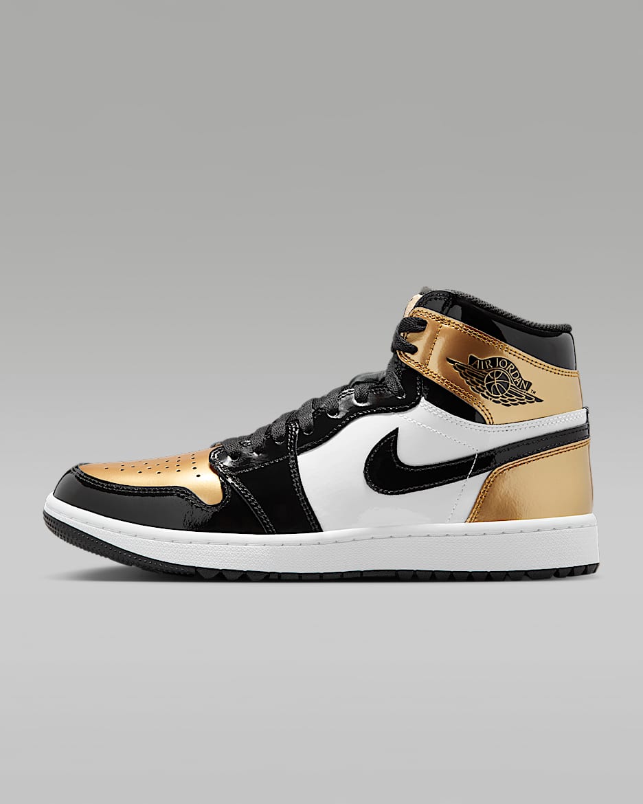 Air Jordan I High G Men's Golf Shoes - Black/White/Metallic Gold