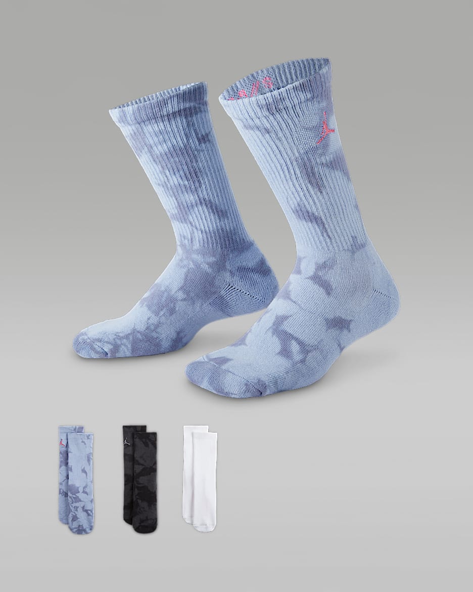 Jordan Big Kids' Blue Jeans and Bling Crew Socks (3 Pairs) - Blue