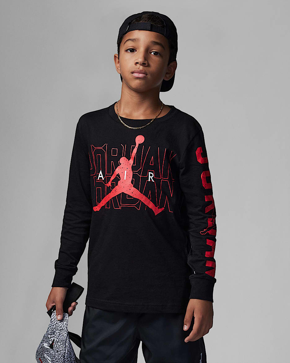 Jordan Big Kids' Back Screen Long Sleeve T-Shirt - Black