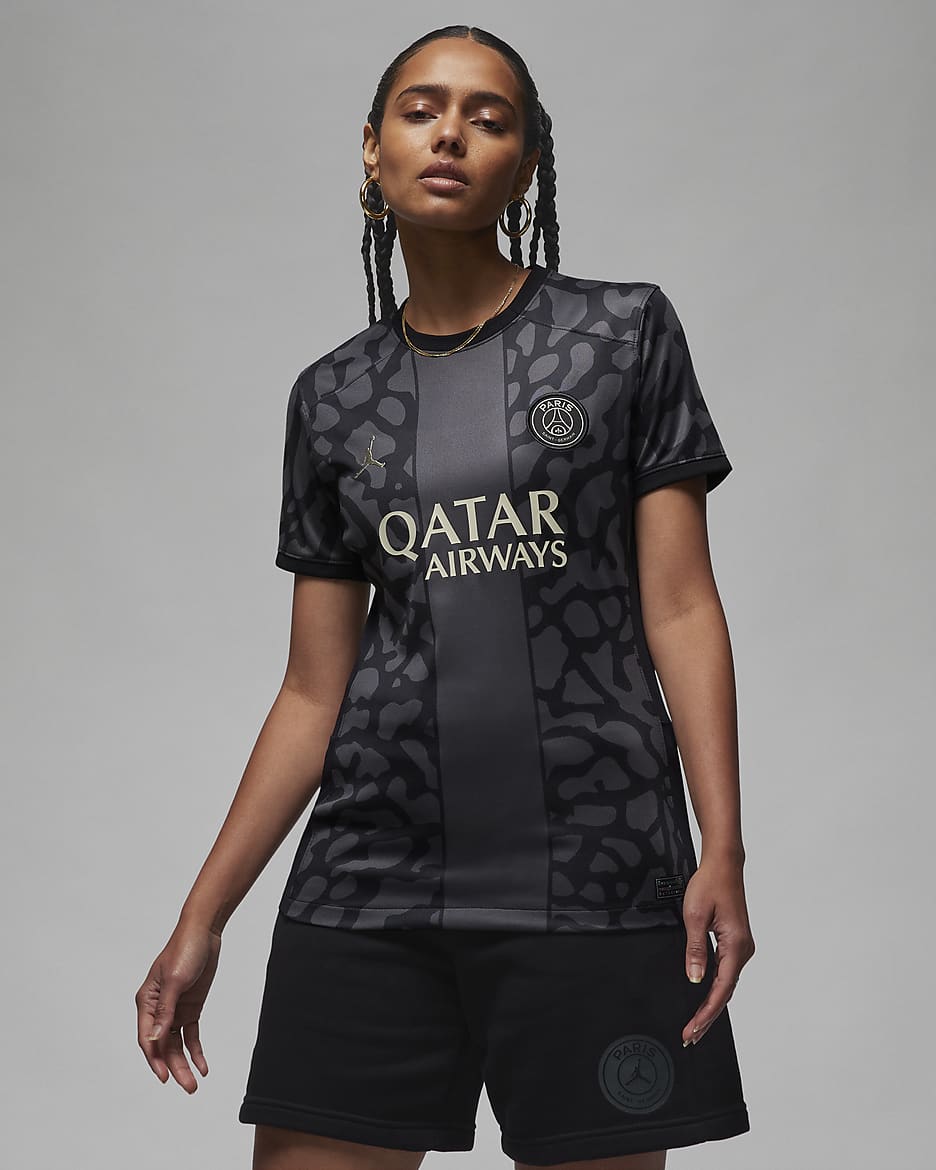 Damska koszulka piłkarska Jordan Dri-FIT Paris Saint-Germain Stadium 2023/24 (wersja trzecia) - Anthracite/Czerń/Stone