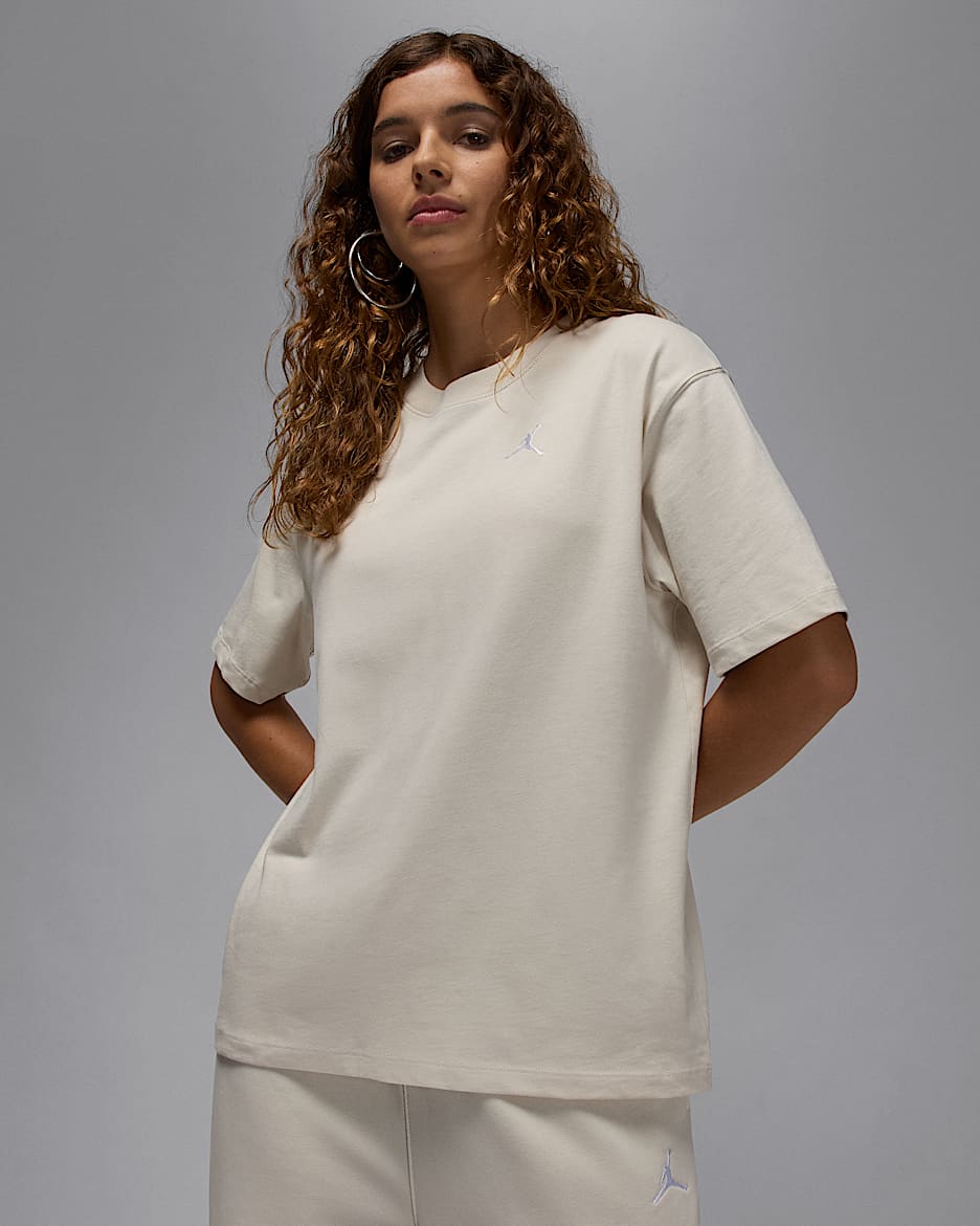 Jordan Essentials Women's Top - Light Orewood Brown/White