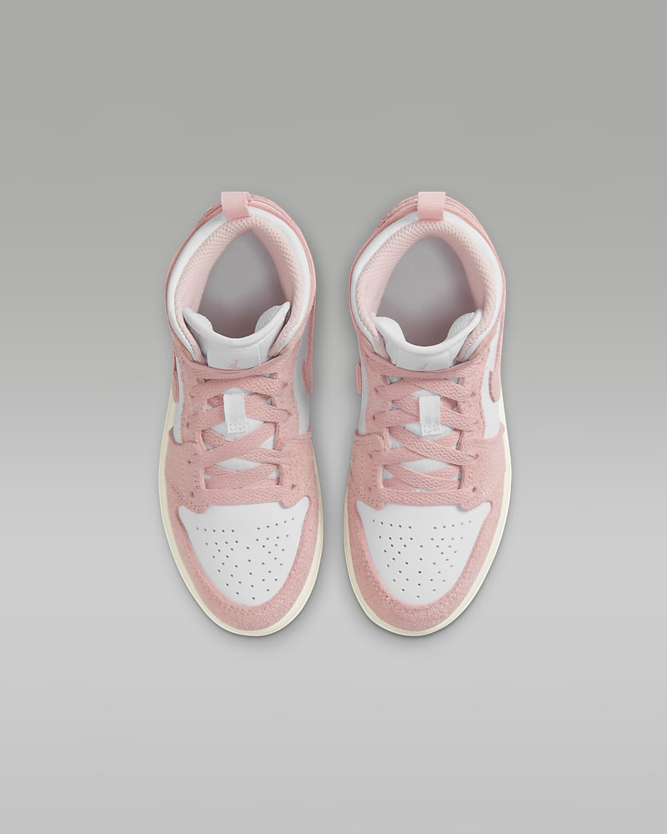 Chaussure Jordan 1 Mid SE pour enfant - Blanc/Sail/Legend Pink