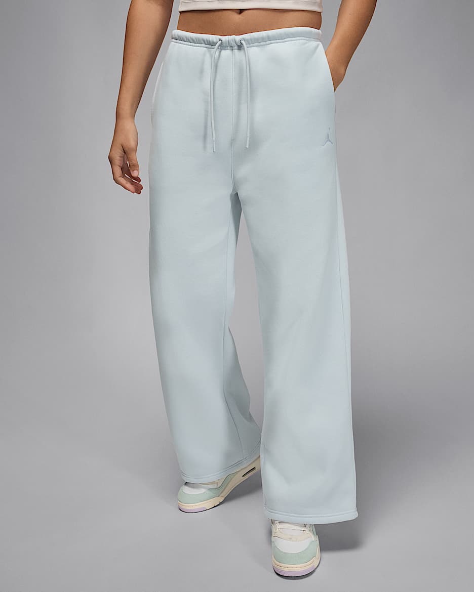 Jordan Brooklyn Fleece Pantalons amb vora oberta - Dona - Pure Platinum/Blanc
