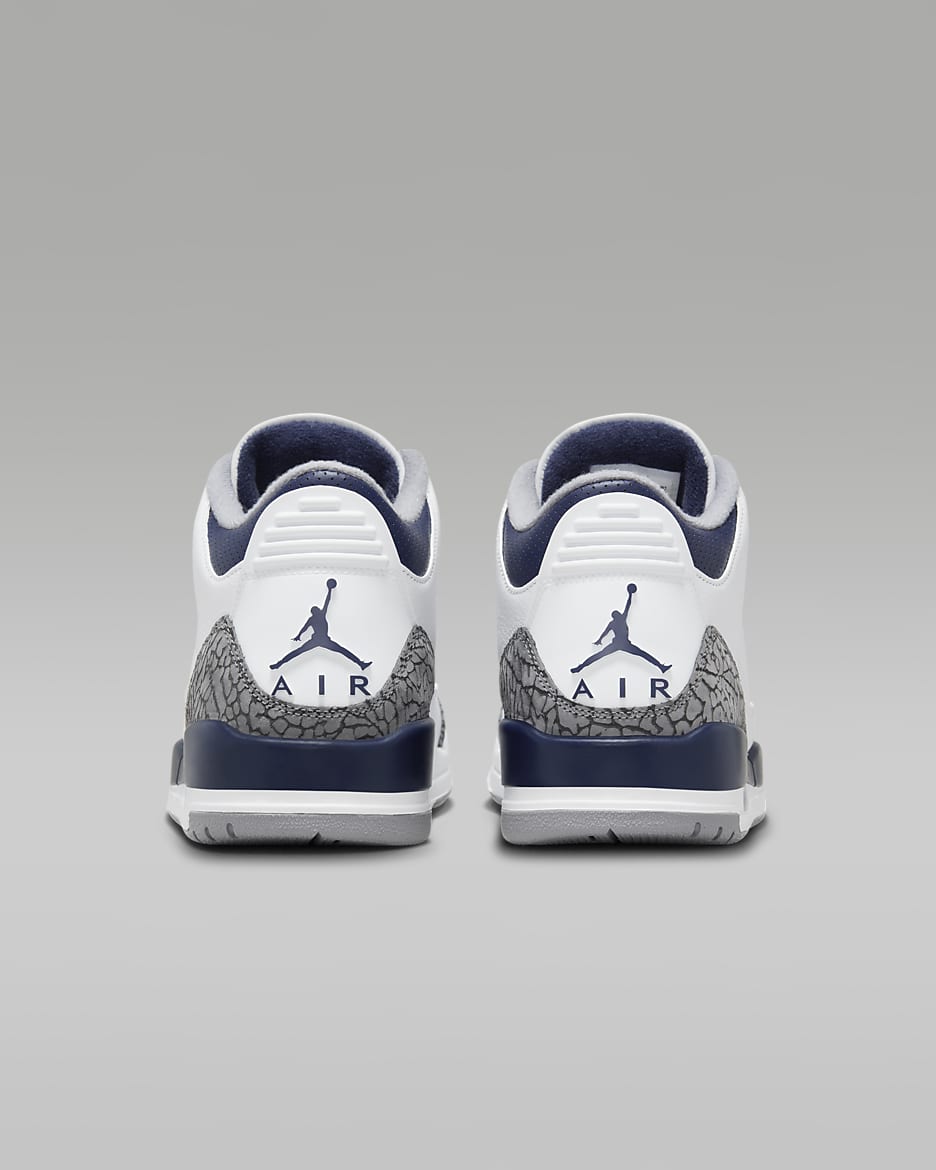 Air Jordan 3 Retro 男鞋 - 白色/Cement Grey/黑色/Midnight Navy