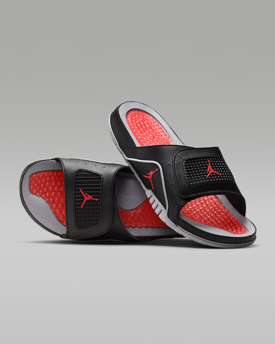 Jordan Hydro 4 Retro Men's Slides - Black/Cement Grey/Fire Red