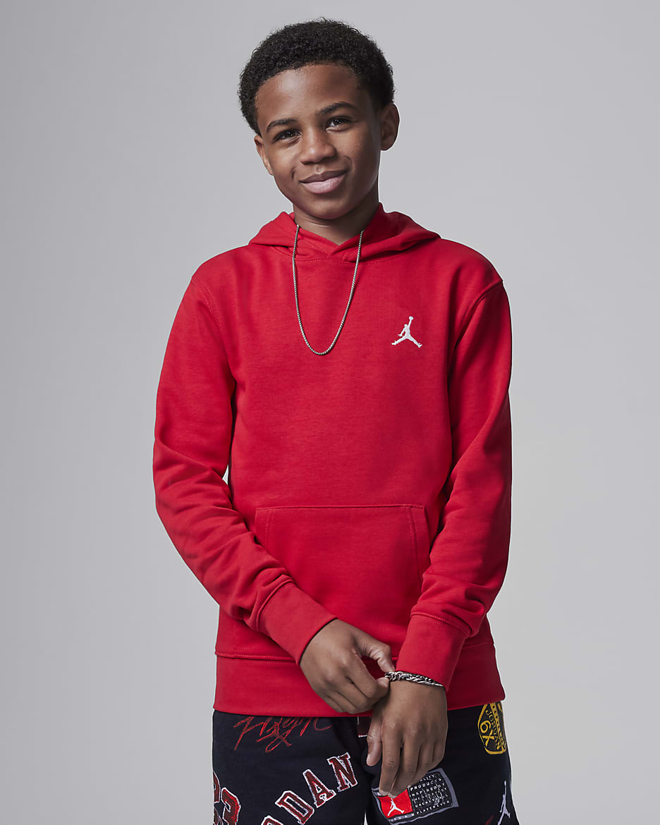 Sudadera con gorro sin cierre de tejido French Terry para niño talla grande Jordan MJ Brooklyn - Rojo gimnasio