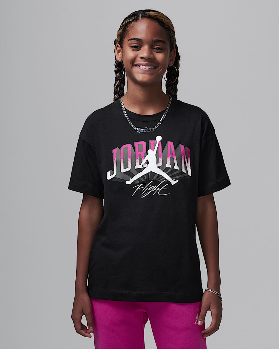 Playera con gráfico Push Through Jordan para niños talla grande - Negro