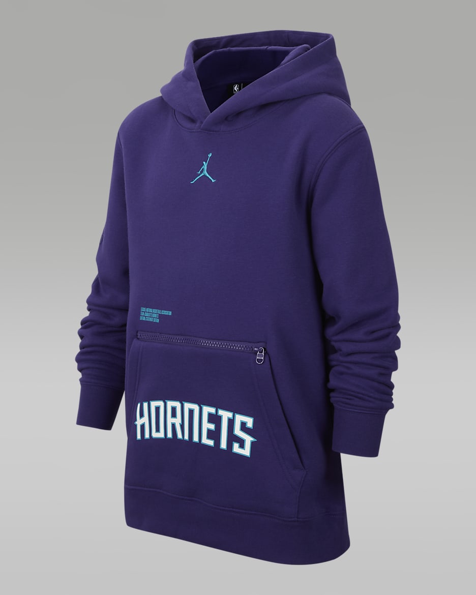Charlotte Hornets Courtside Statement Edition Big Kids' Jordan NBA Fleece Pullover Hoodie - New Orchid