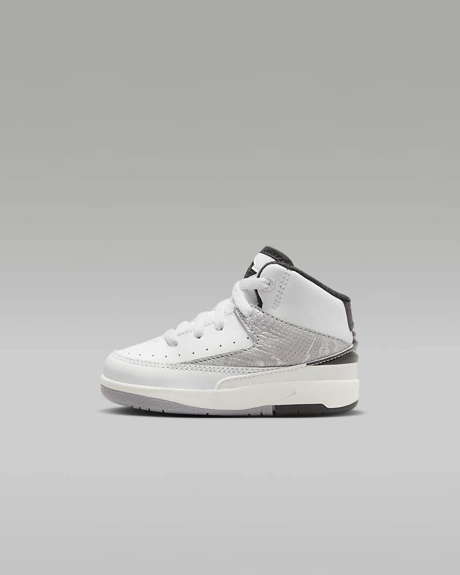 Jordan 2 Retro "Python" Baby/Toddler Shoes - White/Black/Sail/Fire Red