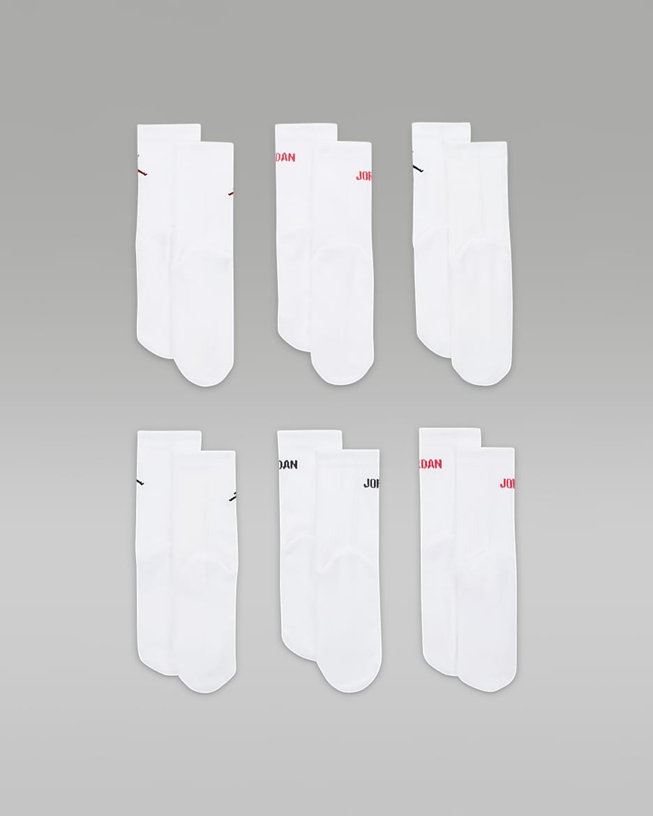 Jordan Crew-Socken für jüngere Kinder (6 Paar) - Weiß