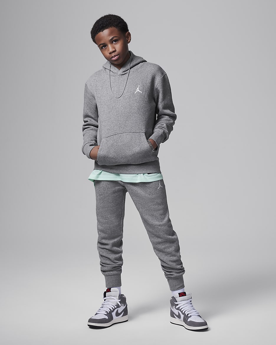 Jordan MJ Brooklyn Big Kids' Fleece Pullover Hoodie - Carbon Heather