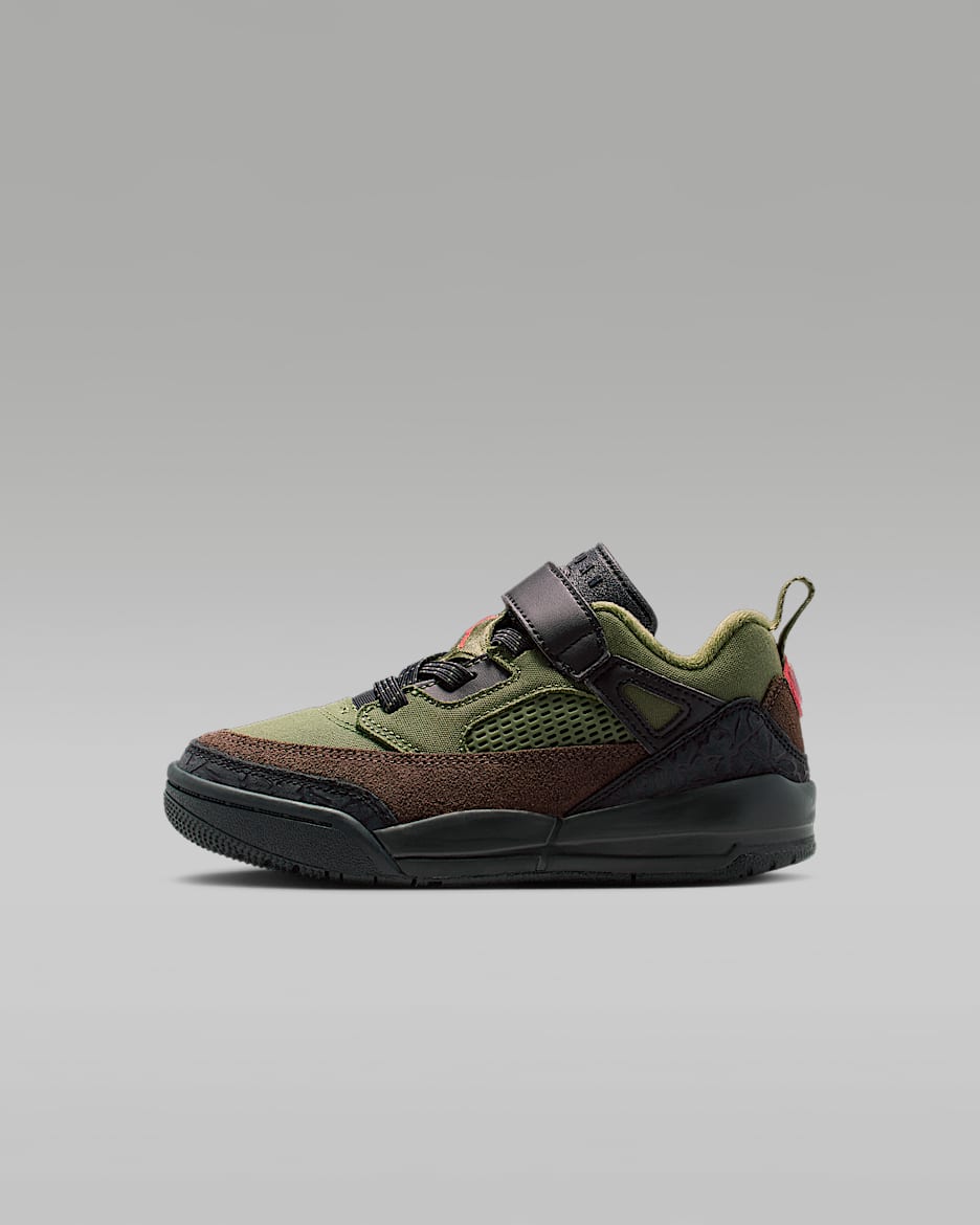 Jordan Spizike Low Schuh für jüngere Kinder - Medium Olive/Schwarz/Baroque Brown/University Red