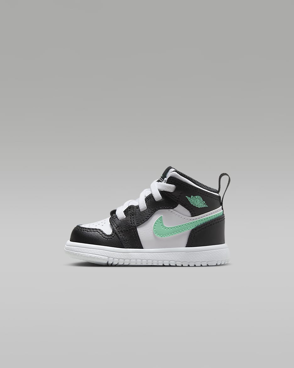 Jordan 1 Mid Alt Baby/Toddler Shoes - White/Black/Green Glow