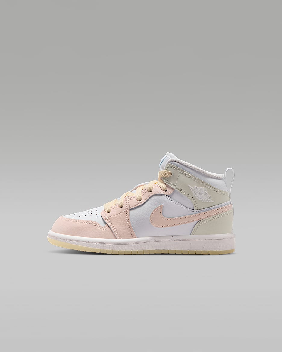 Jordan 1 Mid SE Little Kids' Shoes - Sail/Sea Glass/Glacier Blue/Guava Ice