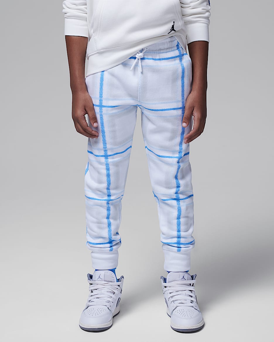 Pants de tejido Fleece para días festivos para niños talla pequeña Jordan Brooklyn Essentials - Blanco