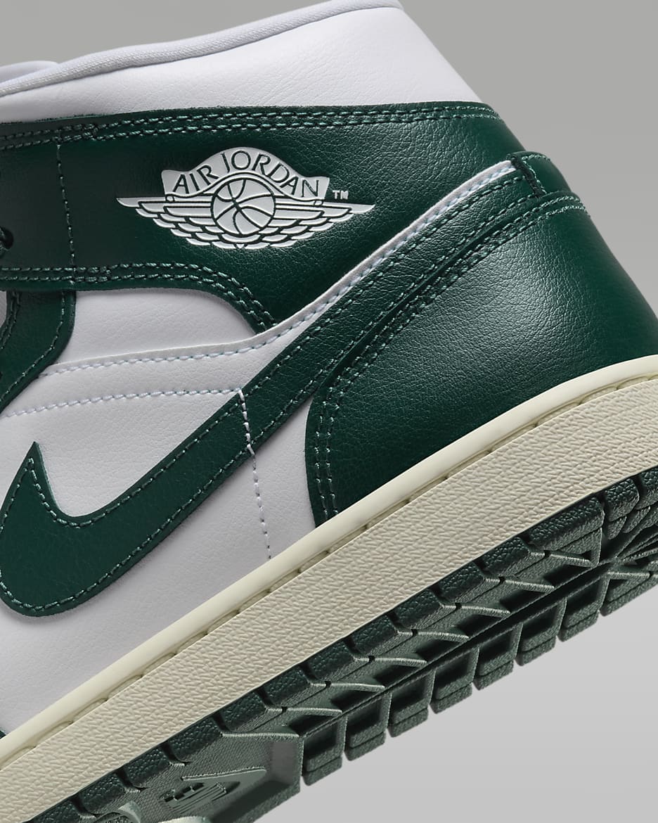 Air Jordan 1 Mid Women's Shoes - White/Sail/Oxidised Green