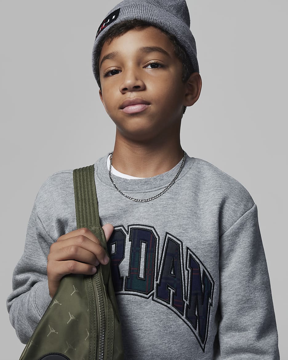 Brooklyn Fleece Plaid Crew Big Kids' Crewneck. Nike.com