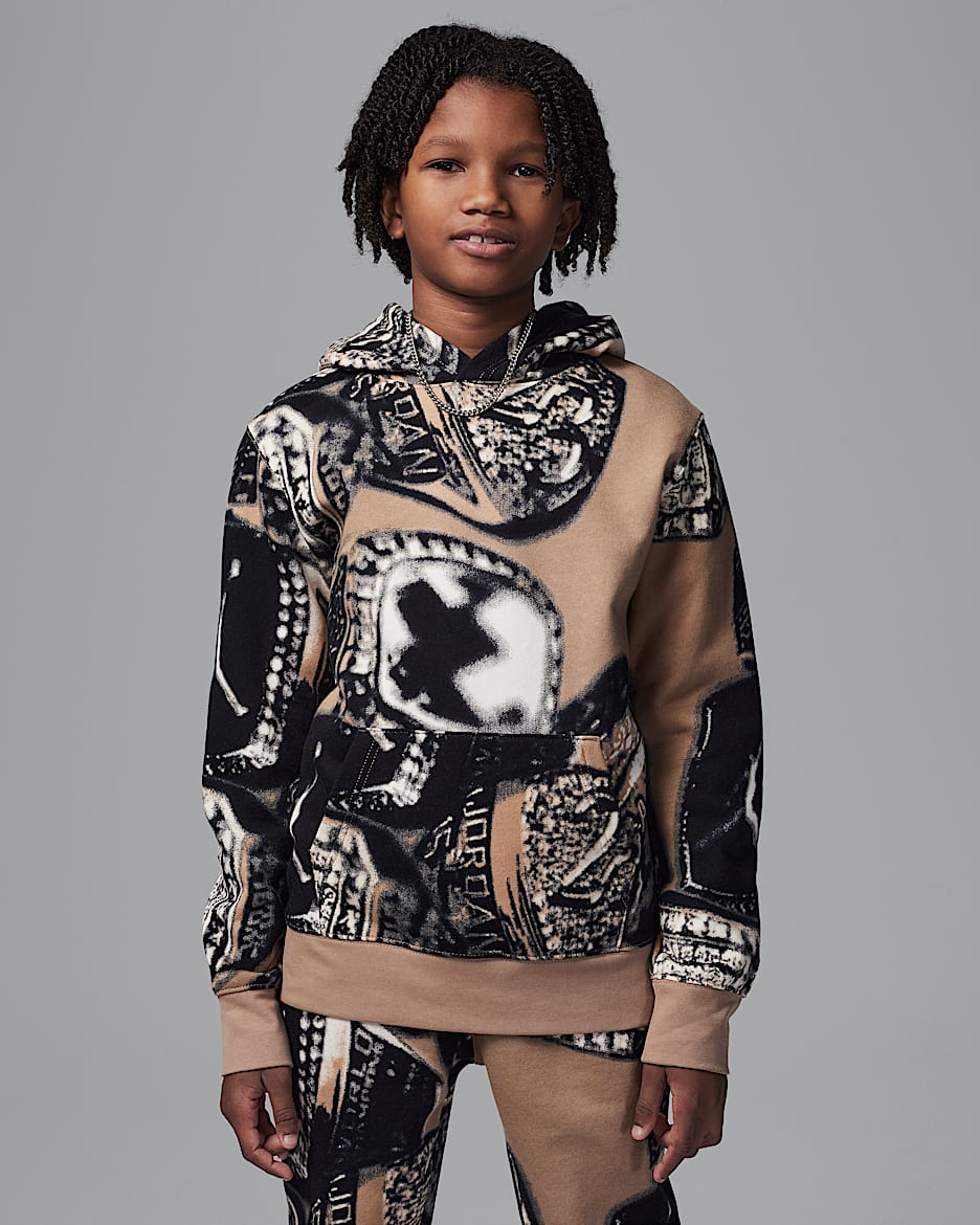 Sudadera con gorro sin cierre estampada de tejido Fleece para niños talla grande Jordan MVP - Camuflaje del desierto