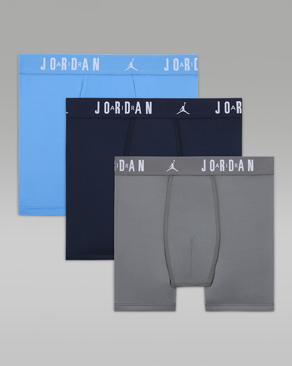 Jordan Dri-FIT Big Kids' Flight Poly Boxer Briefs (3-Pack) - University Blue