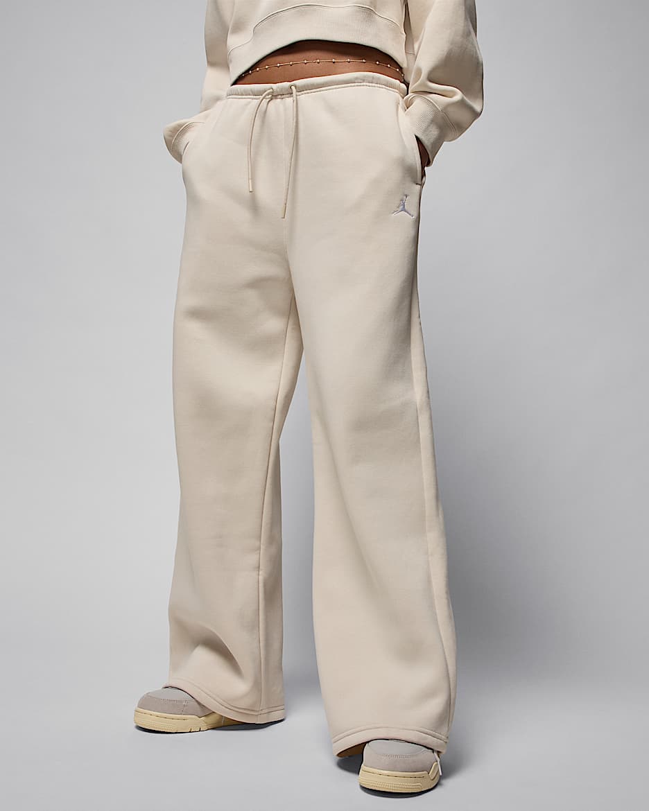 Jordan Brooklyn Fleece Women's Open-Hem Pants - Light Orewood Brown/White