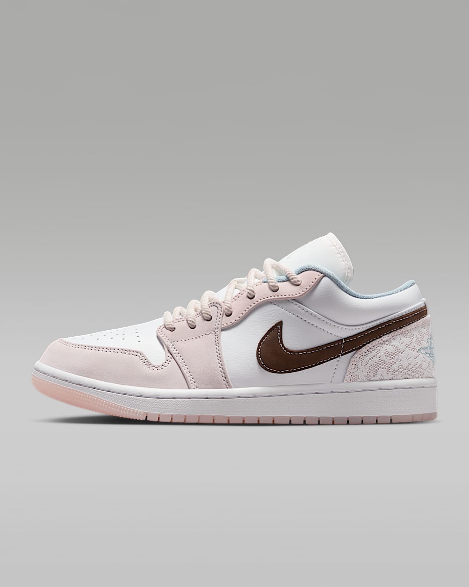 Air Jordan 1 Low Women's Shoes - White/White/Light Soft Pink/Ironstone